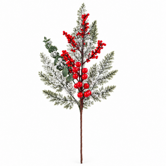 SNOW-FLOCKED CHRISTMAS BRANCH WITH RED BERRIES 15 SNOW-FLOCKED CHRISTMAS BRANCH WITH RED BERRIES 15