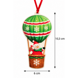 CHRISTMAS HANGING HOT AIR BALLOON ORNAMENT WITH SNOWMAN 6X10.3 CM