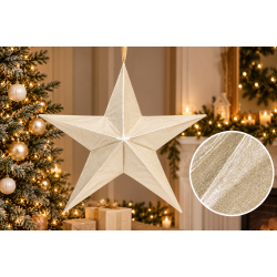 BEIGE HANGING FABRIC CHRISTMAS STAR 80 CM BEIGE HANGING FABRIC CHRISTMAS STAR 80 CM