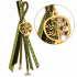 2027 GOLD-TONE POMEGRANATE LUCKY CHARM WITH OLIVE GREEN RIBBONS