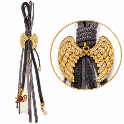 2027 ANGEL WINGS LUCKY CHARM WITH GREY CORD AND RIBBONS 2027 ANGEL WINGS LUCKY CHARM WITH GREY CORD AND RIBBONS