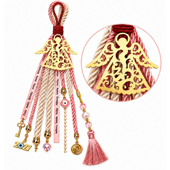 2027 LUCKY CHARM – GOLD-TONE ANGEL WITH PINK TASSE 2027 LUCKY CHARM – GOLD-TONE ANGEL WITH PINK TASSE