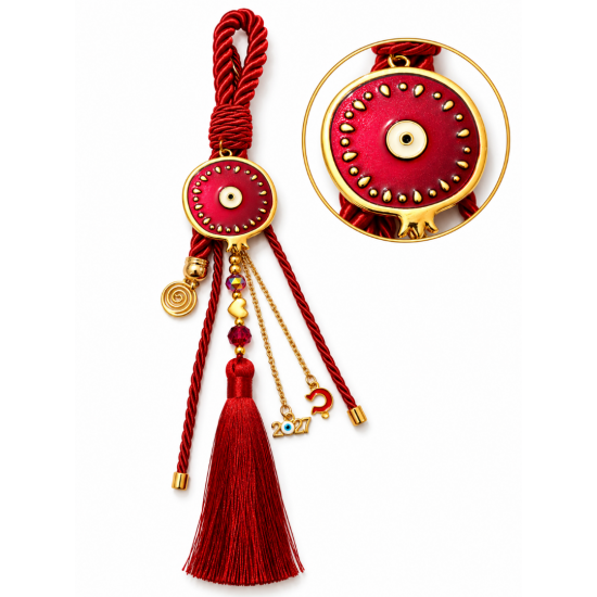 2027 LUCKY CHARM WITH RED POMEGRANATE, EVIL EYE &a 2027 LUCKY CHARM WITH RED POMEGRANATE, EVIL EYE &a