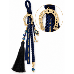 2027 LUCKY CHARM – GOLD-TONE HORSESHOE WITH NAVY CORD AND BLACK TASSEL 2027 LUCKY CHARM – GOLD-TONE HORSESHOE WITH NAVY CORD AND BLACK TASSEL
