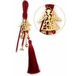 2027 LUCKY CHARM WITH GOLD-TONE ANGEL AND RED TASSEL 2027 LUCKY CHARM WITH GOLD-TONE ANGEL AND RED TASSEL
