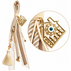 2027 LUCKY CHARM WITH GOLD-TONE HOUSE, EVIL EYE AND IVORY TASSEL 2027 LUCKY CHARM WITH GOLD-TONE HOUSE, EVIL EYE AND IVORY TASSEL