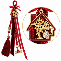 2027 LUCKY CHARM WITH HOUSE, GOLD-TONE TREE AND RHINESTONE HEART 2027 LUCKY CHARM WITH HOUSE, GOLD-TONE TREE AND RHINESTONE HEART
