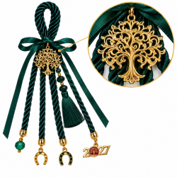 2027 LUCKY CHARM WITH GOLD TREE OF LIFE AND 30 CM GREEN CORD 2027 LUCKY CHARM WITH GOLD TREE OF LIFE AND 30 CM GREEN CORD