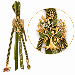2027 TREE OF LIFE LUCKY CHARM WITH WISHES AND OLIVE GREEN RIBBONS 2027 TREE OF LIFE LUCKY CHARM WITH WISHES AND OLIVE GREEN RIBBONS