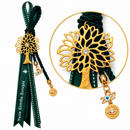 2027 TREE OF LIFE LUCKY CHARM WITH RHINESTONE AND 2027 TREE OF LIFE LUCKY CHARM WITH RHINESTONE AND