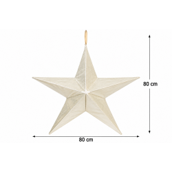 BEIGE HANGING FABRIC CHRISTMAS STAR 80 CM