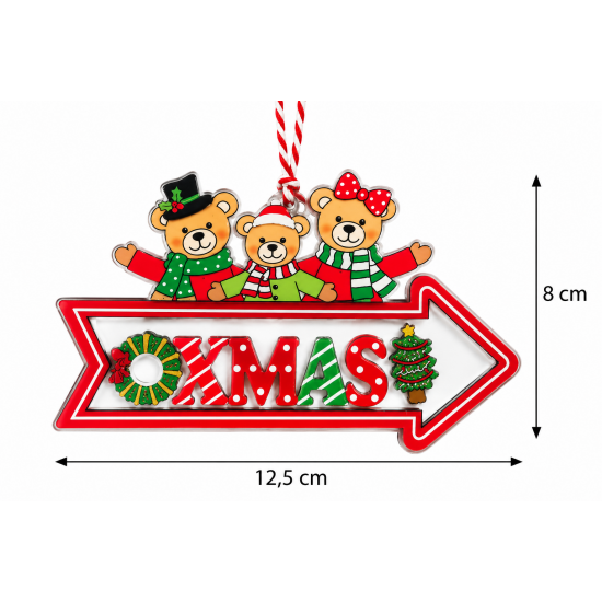CHRISTMAS HANGING XMAS ARROW ORNAMENT WITH TEDDY B