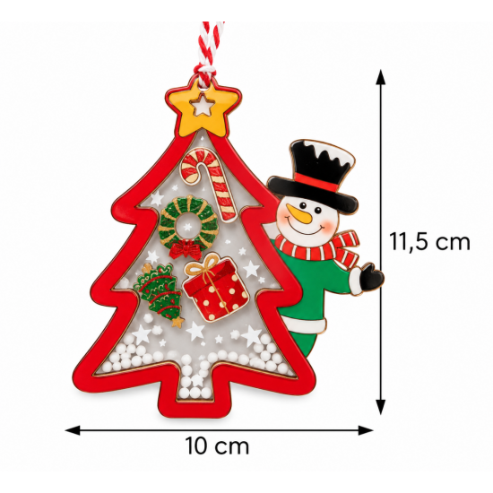 CHRISTMAS HANGING TREE ORNAMENT WITH SNOWMAN AND T