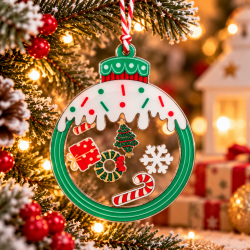 CHRISTMAS HANGING TRANSPARENT ACRYLIC BAUBLE ORNAMENT 8.7X10.7 CM – 2 COLORS