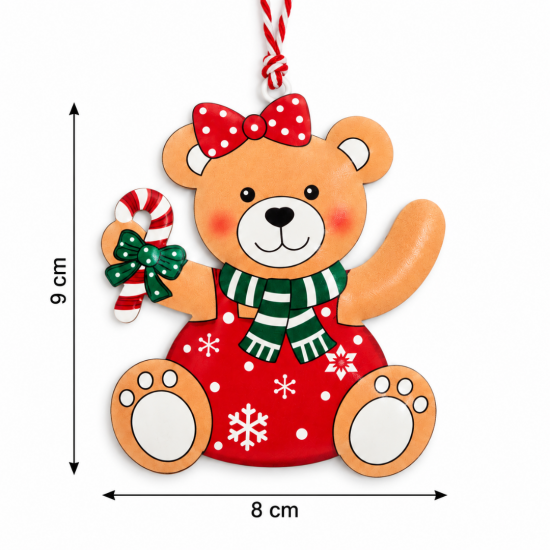 CHRISTMAS HANGING TEDDY BEAR ORNAMENT WITH CANDY C