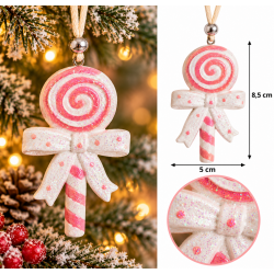 CERAMIC HANGING CHRISTMAS LOLLIPOP WITH BLUE BOW AND GLITTER 5 × 8.5 CM CERAMIC HANGING CHRISTMAS LOLLIPOP WITH BLUE BOW AND GLITTER 5 × 8.5 CM