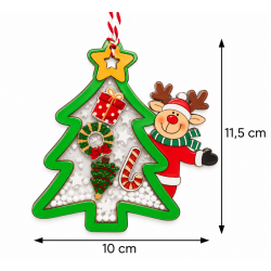 CHRISTMAS HANGING TREE ORNAMENT WITH REINDEER AND TRANSPARENT PLEXIGLASS 10×11.5 CM