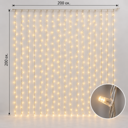 EUROLAMP ΦΩΤΕΙΝΗ ΚΟΥΡΤΙΝΑ 400 LED ΘΕΡΜΟ ΛΕΥΚΟ – 200 × 200 ΕΚ.