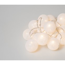 ΧΡΙΣΤΟΥΓΕΝΝΙΑΤΙΚΑ ΦΩΤΑΚΙΑ 20 LED ΜΕ ΛΕΥΚΕΣ ΜΠΑΛΕΣ COTTON 6 ΕΚ., ΘΕΡΜΟ ΦΩΤΙΣΜΟ, ΧΡΟΝΟΔΙΑΚΟΠΤΗ ΚΑΙ ΜΕΤΑΣΧΗΜΑΤΙΣΤΗ IP44 – 3 ΜΕΤΡΑ