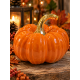 ORANGE CERAMIC DECORATIVE PUMPKIN WITH GOLD STEM 1