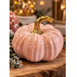 PINK CERAMIC DECORATIVE PUMPKIN WITH GOLD STEM 15×12 CM PINK CERAMIC DECORATIVE PUMPKIN WITH GOLD STEM 15×12 CM