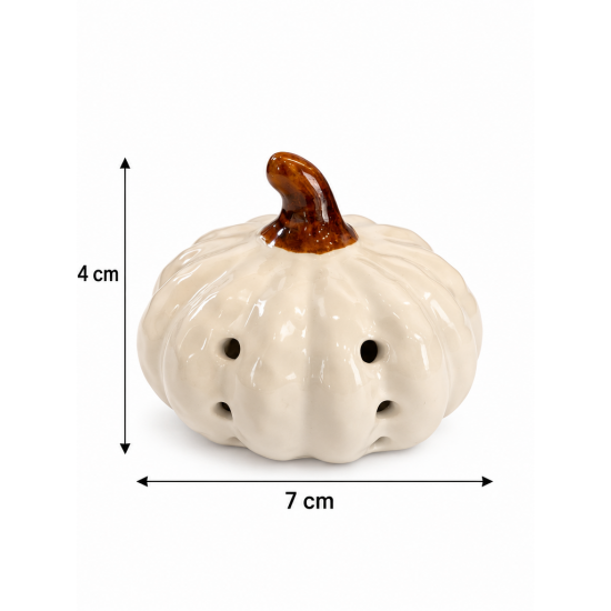 WHITE CERAMIC DECORATIVE PUMPKIN 7X4 CM WHITE CERAMIC DECORATIVE PUMPKIN 7X4 CM