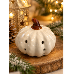 WHITE CERAMIC DECORATIVE PUMPKIN 7X4 CM WHITE CERAMIC DECORATIVE PUMPKIN 7X4 CM