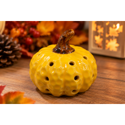 YELLOW CERAMIC DECORATIVE PUMPKIN 7X4 CM YELLOW CERAMIC DECORATIVE PUMPKIN 7X4 CM