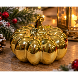 GOLD GLOSSY DECORATIVE PUMPKIN 10X8 CM GOLD GLOSSY DECORATIVE PUMPKIN 10X8 CM
