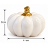 DECORATIVE WHITE PUMPKIN WITH GOLD STEM 9X11 CM