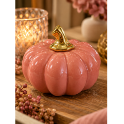 PINK CERAMIC DECORATIVE PUMPKIN WITH GOLD STEM 11×9 CM PINK CERAMIC DECORATIVE PUMPKIN WITH GOLD STEM 11×9 CM