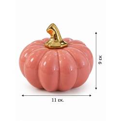PINK CERAMIC DECORATIVE PUMPKIN WITH GOLD STEM 11×9 CM