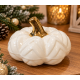 WHITE CERAMIC DECORATIVE PUMPKIN WITH GOLD STEM 10 WHITE CERAMIC DECORATIVE PUMPKIN WITH GOLD STEM 10