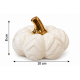 WHITE CERAMIC DECORATIVE PUMPKIN WITH GOLD STEM 10 WHITE CERAMIC DECORATIVE PUMPKIN WITH GOLD STEM 10