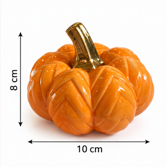 ORANGE CERAMIC DECORATIVE PUMPKIN WITH GOLD STEM 8 ORANGE CERAMIC DECORATIVE PUMPKIN WITH GOLD STEM 8