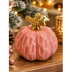 PINK CERAMIC DECORATIVE PUMPKIN WITH GOLD LEAF 12×10 CM PINK CERAMIC DECORATIVE PUMPKIN WITH GOLD LEAF 12×10 CM