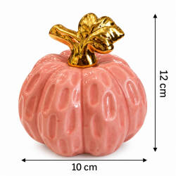 PINK CERAMIC DECORATIVE PUMPKIN WITH GOLD LEAF 12×10 CM