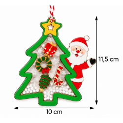 CHRISTMAS HANGING TREE ORNAMENT WITH SANTA CLAUS AND CLEAR PLEXIGLASS 10×11.5 CM