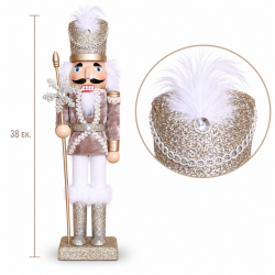 WOODEN CHRISTMAS NUTCRACKER WITH PLUME 38 CM
