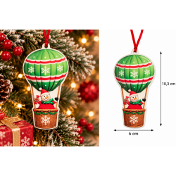 CHRISTMAS HANGING HOT AIR BALLOON ORNAMENT WITH SNOWMAN 6X10.3 CM