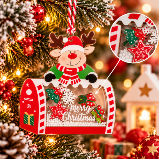 CHRISTMAS HANGING REINDEER WITH MAILBOX ORNAMENT 1