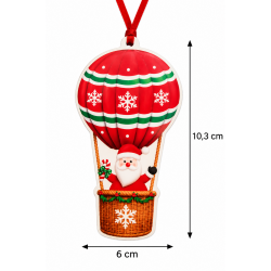 CHRISTMAS HANGING HOT AIR BALLOON ORNAMENT WITH SANTA CLAUS 6X10.3 CM