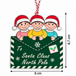 CHRISTMAS HANGING LETTER TO SANTA ORNAMENT WITH CHILDREN 8 × 8.7 CM