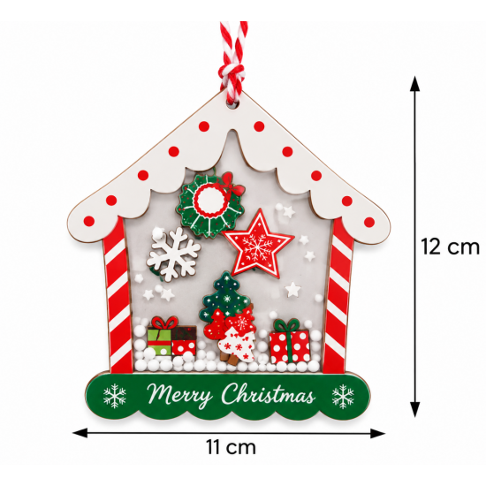 CHRISTMAS HANGING HOUSE ORNAMENT WITH TRANSPARENT 