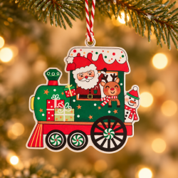 CHRISTMAS HANGING TRAIN ORNAMENT WITH SANTA CLAUS 9.5 × 9 CM CHRISTMAS HANGING TRAIN ORNAMENT WITH SANTA CLAUS 9.5 × 9 CM