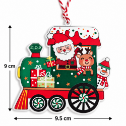 CHRISTMAS HANGING TRAIN ORNAMENT WITH SANTA CLAUS 9.5 × 9 CM