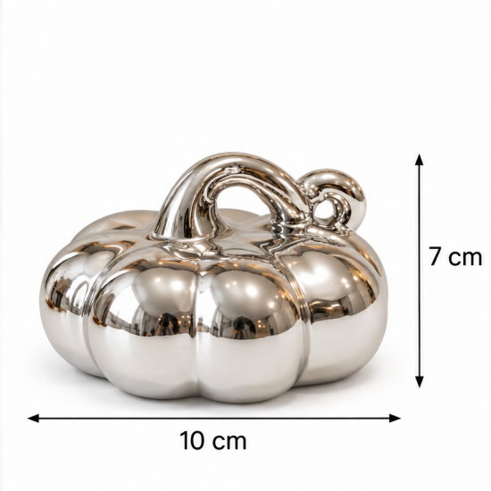 DECORATIVE SILVER METALLIC PUMPKIN 10X7 CM DECORATIVE SILVER METALLIC PUMPKIN 10X7 CM