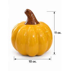 YELLOW DECORATIVE PUMPKIN WITH GLOSSY FINISH 11×10 CM