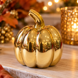 GOLD GLOSSY DECORATIVE PUMPKIN 8X10 CM GOLD GLOSSY DECORATIVE PUMPKIN 8X10 CM